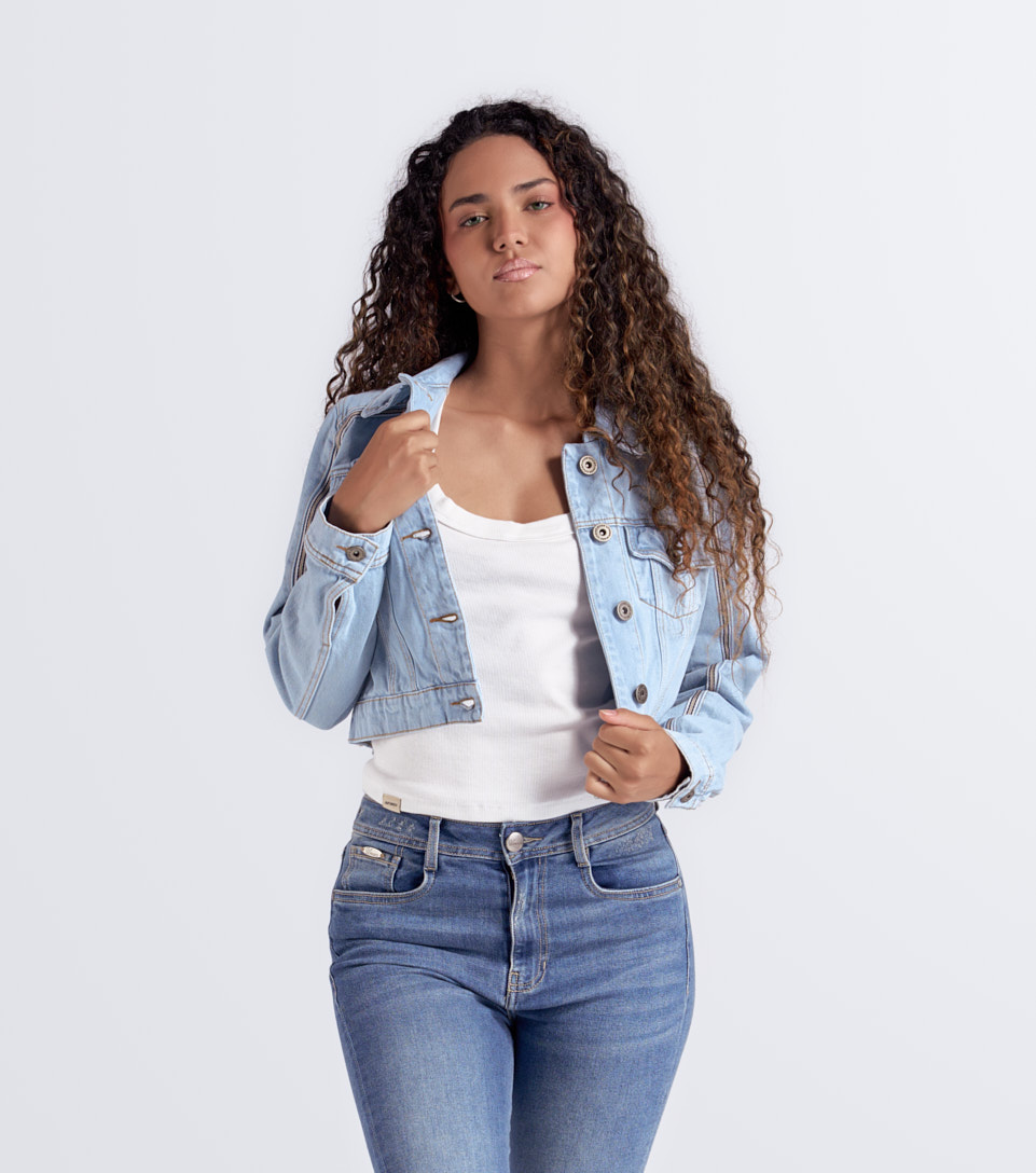 Fanny Chaqueta Indigo Manga Larga Con Hiladillo Y Bolsillos Unser 832733 AD