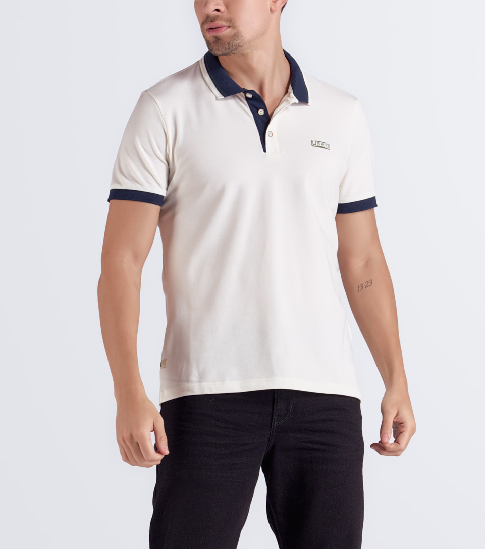 Slim Bryan Polo Unicolor Con Cuello Tejido Unser 834239 AR
