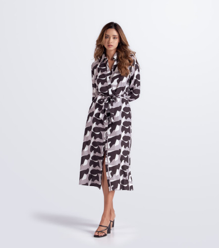 Vestido Para Mujer Camisero Estampado Manga Larga Natalia DerekNG