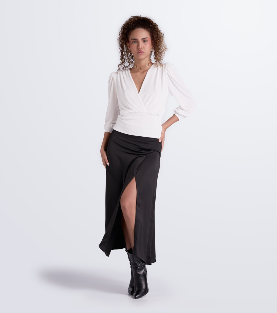 Blusa Para Mujer Cruzada En Delantero Unicolor Natasha Derek 828016 AR
