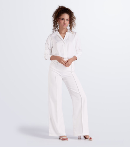 Blusa De Mujer Camisera Manga Larga Unicolor DerekAR