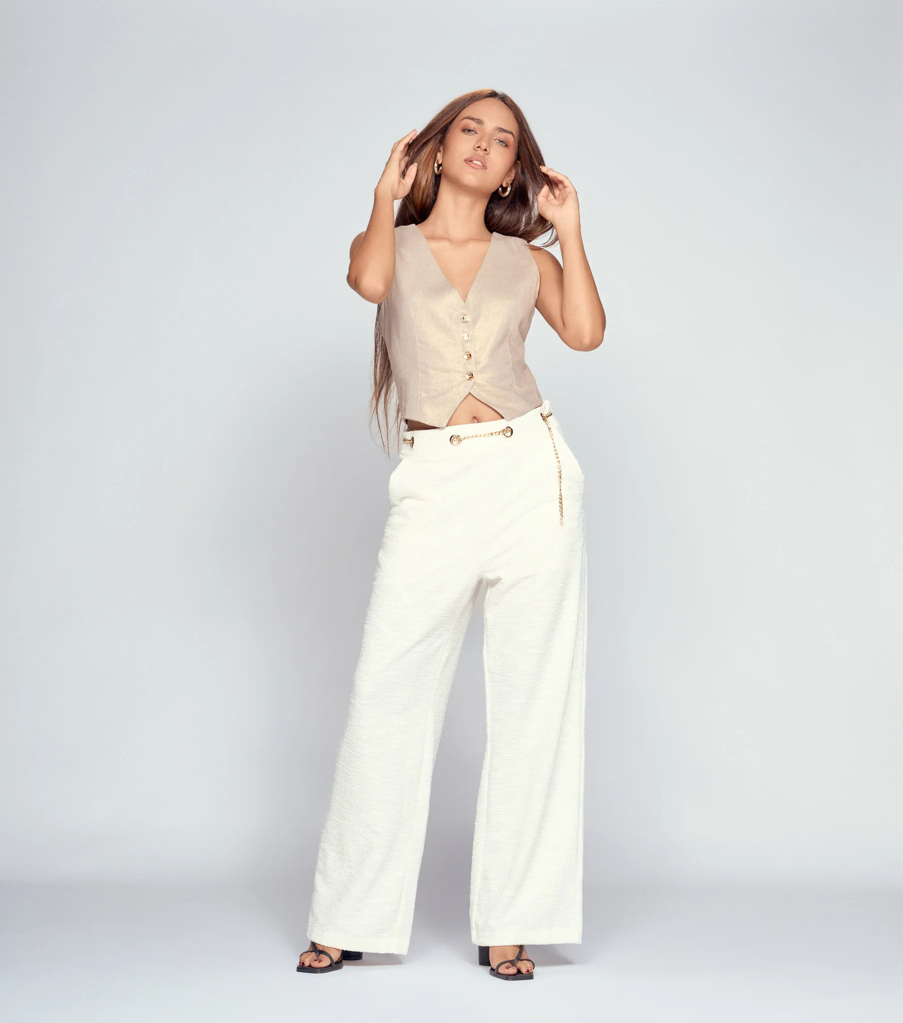 Pantalon Para Mujer Con Textura Y Accesorio Francesca Derek 834637 AR