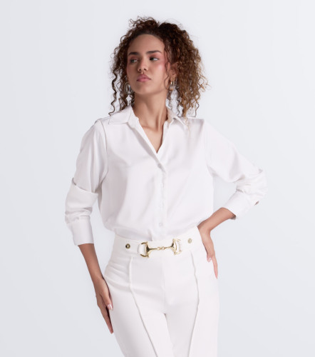 Blusa De Mujer Camisera Manga Larga Unicolor DerekAR
