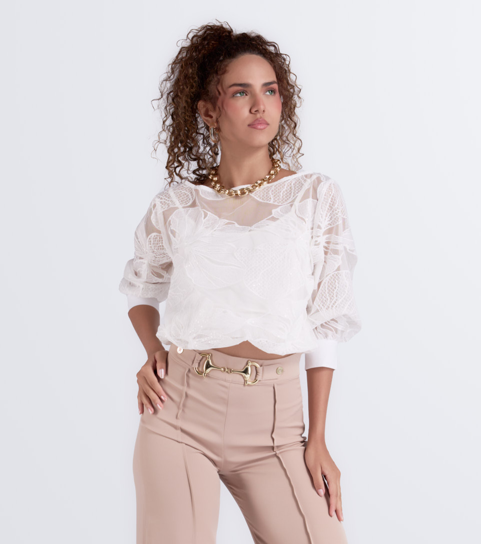 Blusa Para Mujer Bordada Unicolor Derek 832436 BL