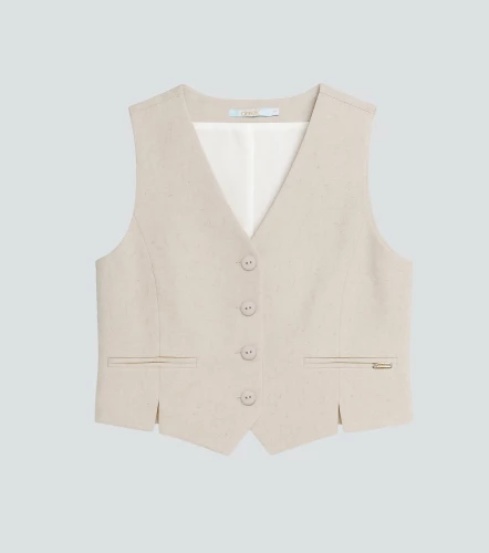 Chaleco Para Mujer En Lino Unicolor Ariana DerekKQ