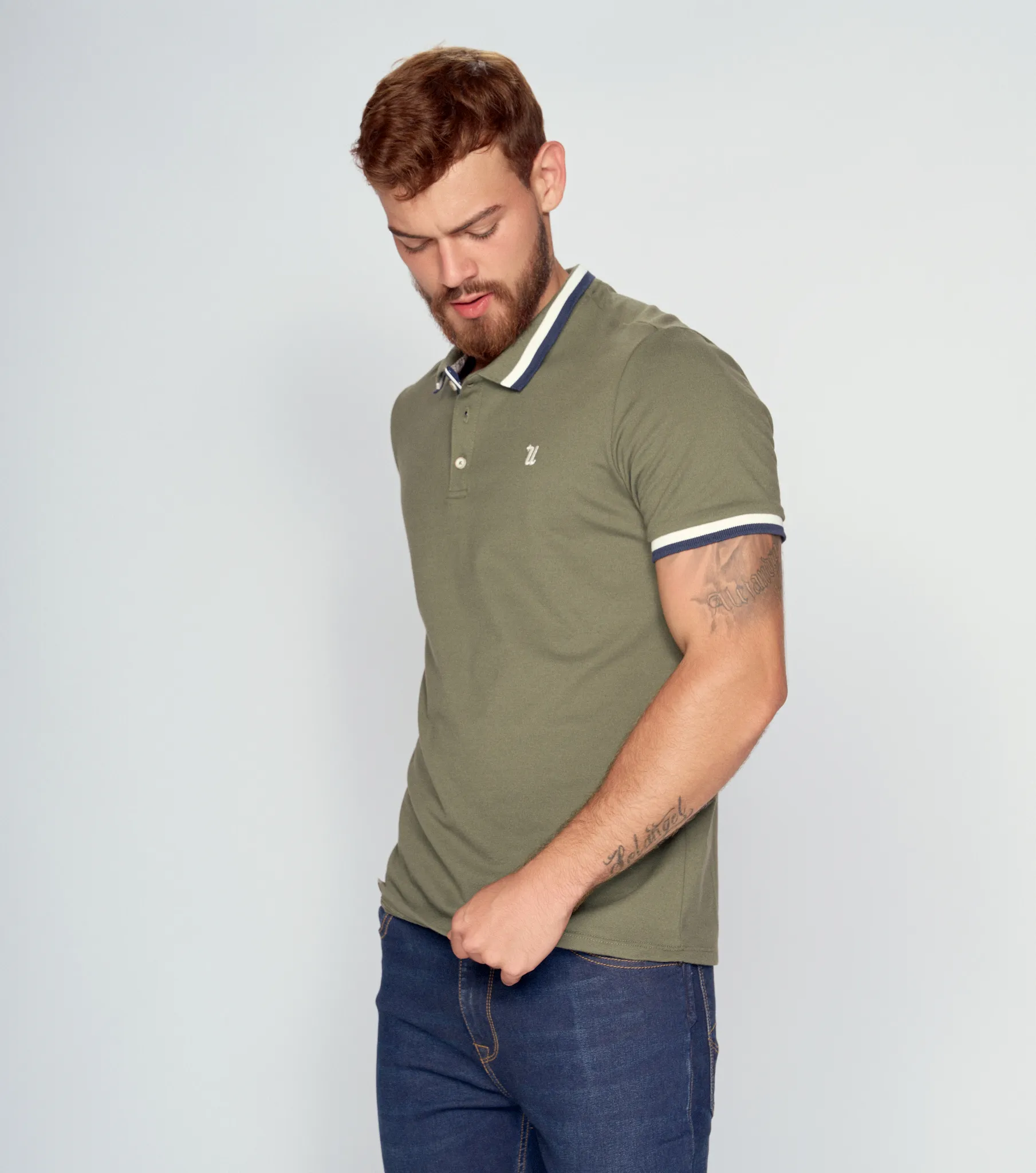 Comfort Roman Polo Unicolor Con Cuello Tejido Unser 834241 BL