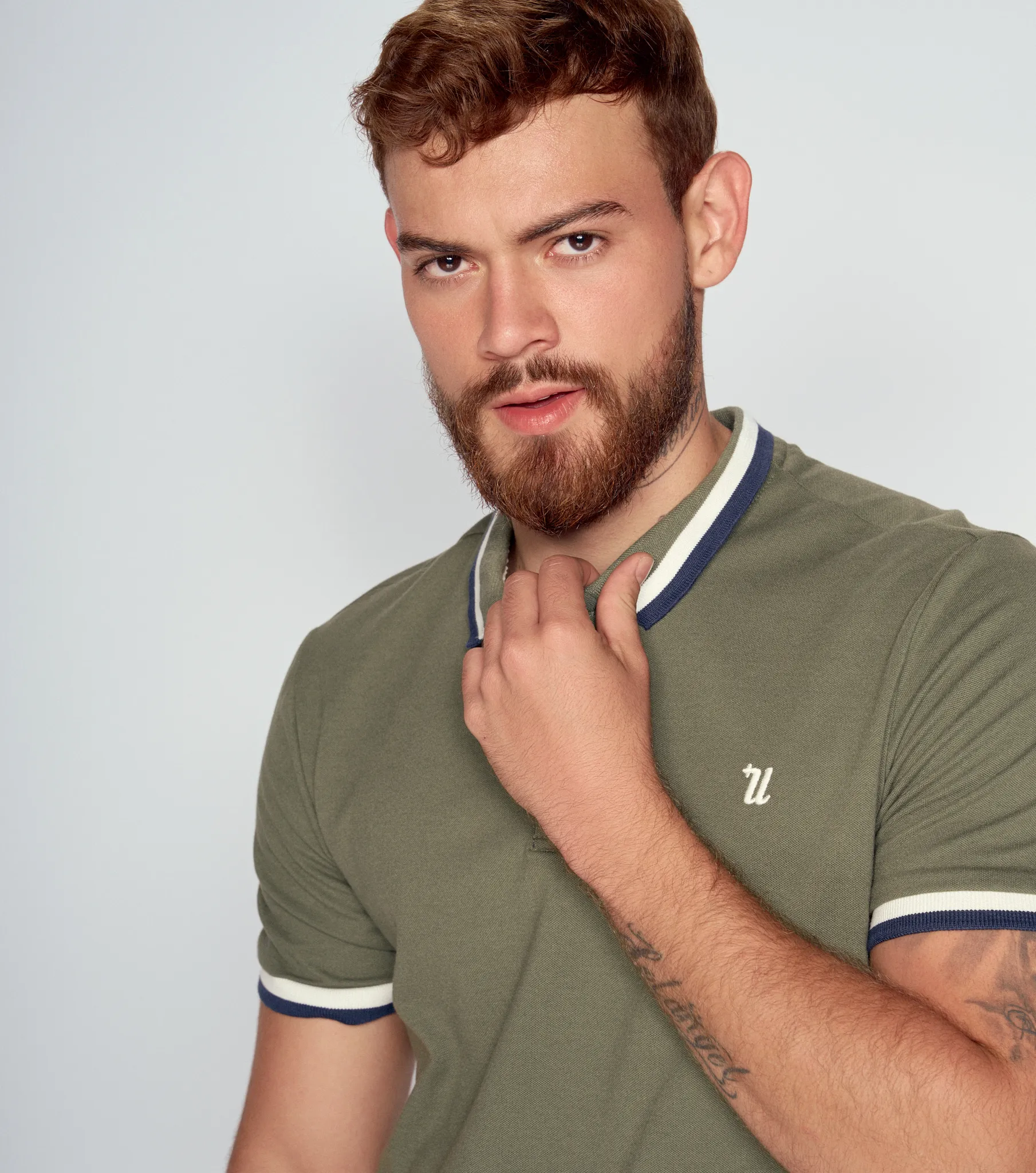 Comfort Roman Polo Unicolor Con Cuello Tejido Unser 834241 BL