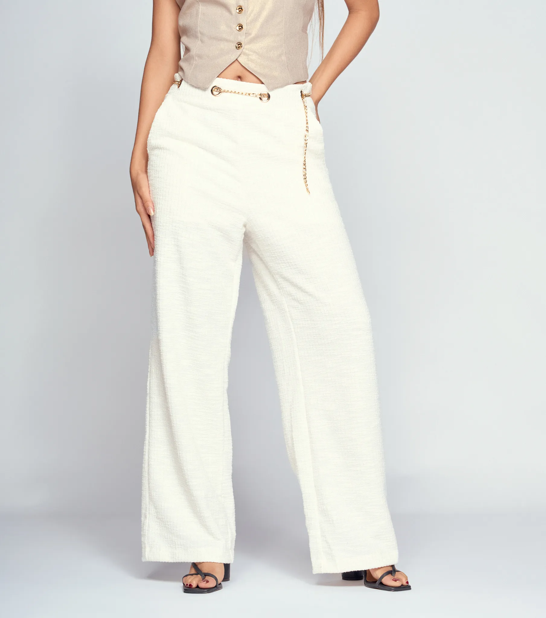 Pantalon Para Mujer Con Textura Y Accesorio Francesca Derek 834637 AR