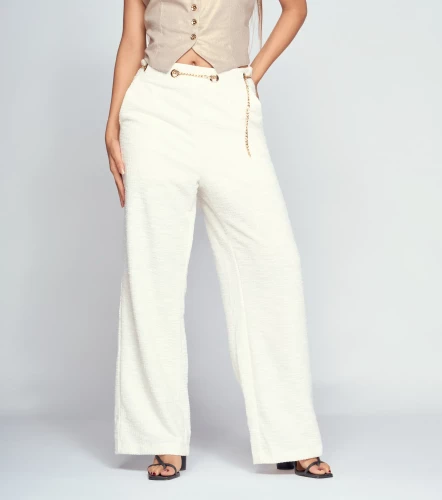 Pantalon Para Mujer Con Textura Y Accesorio Francesca DerekAR