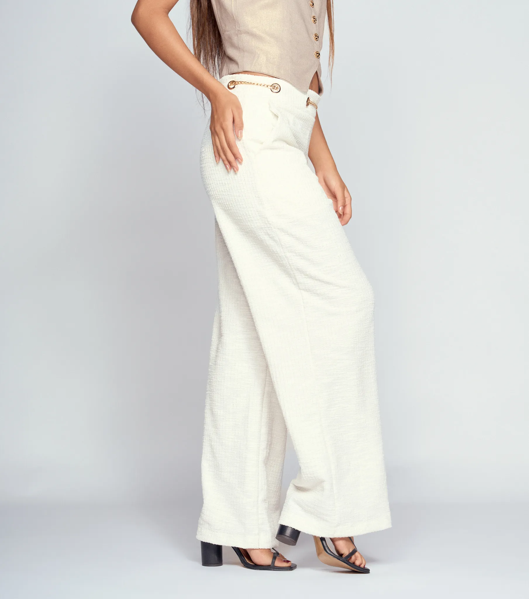 Pantalon Para Mujer Con Textura Y Accesorio Francesca Derek 834637 AR