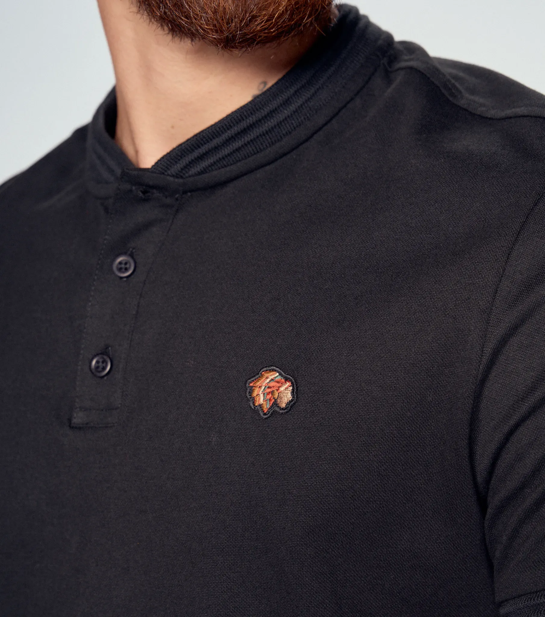 Camisa Formal Cuello Neru Camisa Sin Cuello Negra Polo Hombre