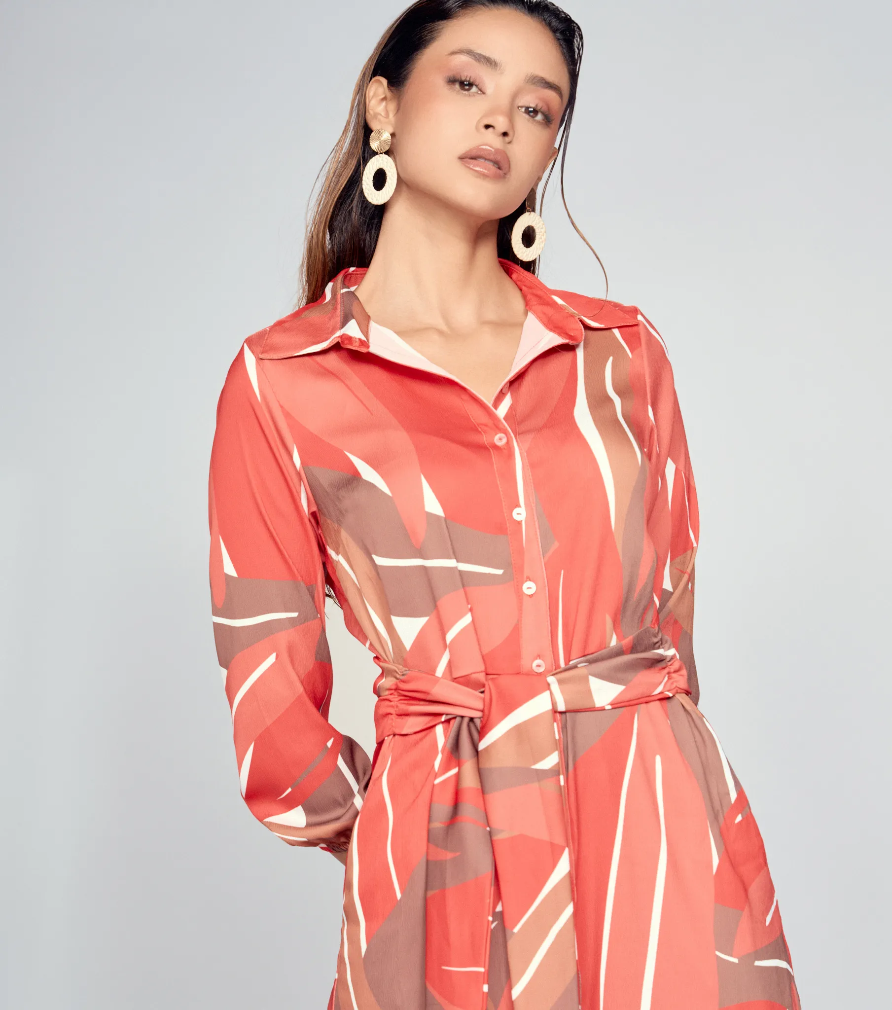 Vestido Corto Para Mujer Manga Larga Estampado Derek 834641 RJ