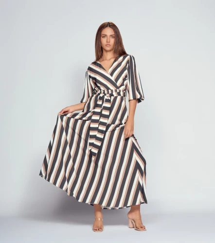 Vestido Largo Estampado Cruzado En Delantero DerekKQ