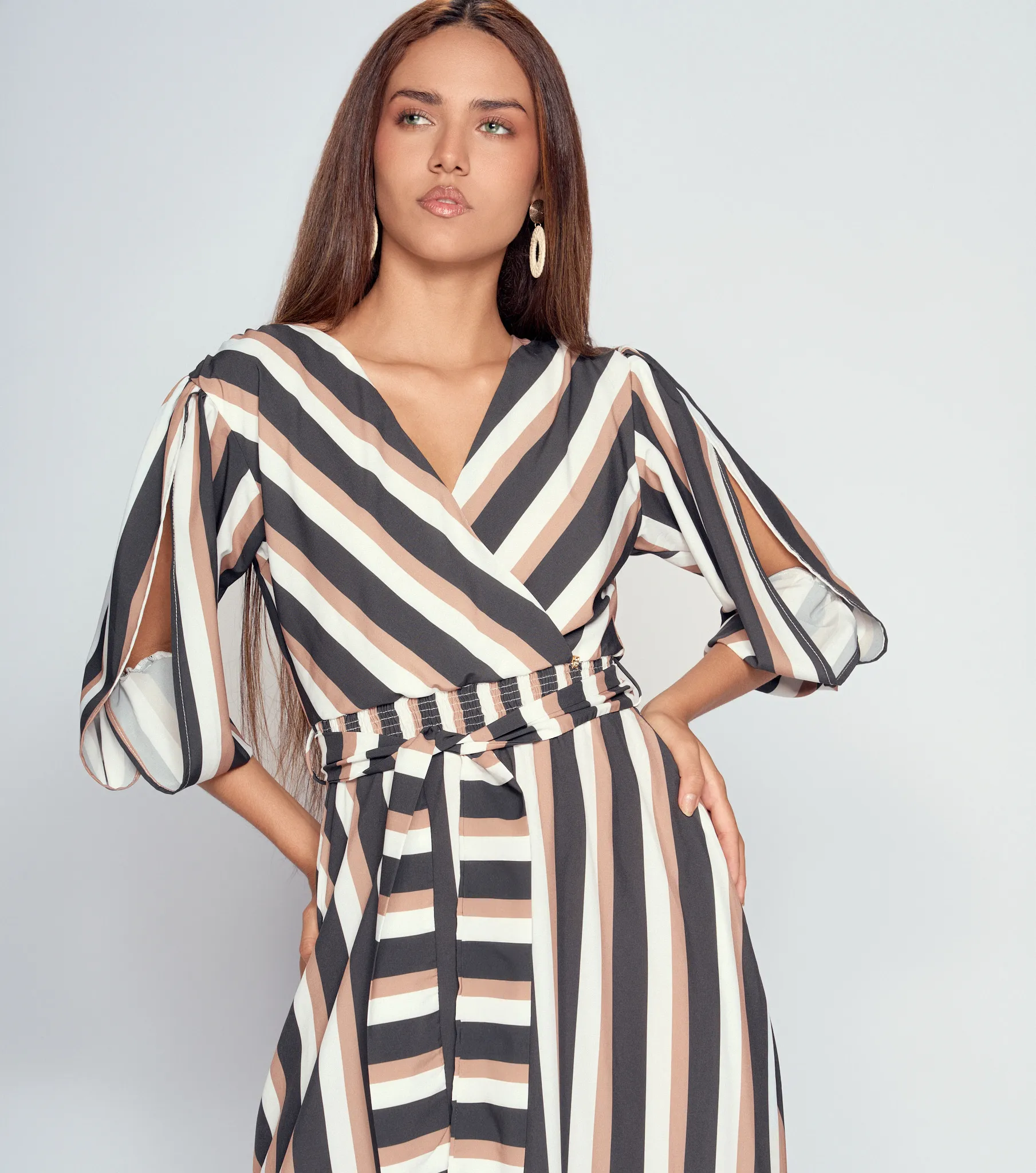 Vestido Largo Estampado Cruzado En Delantero Derek 833841 KQ