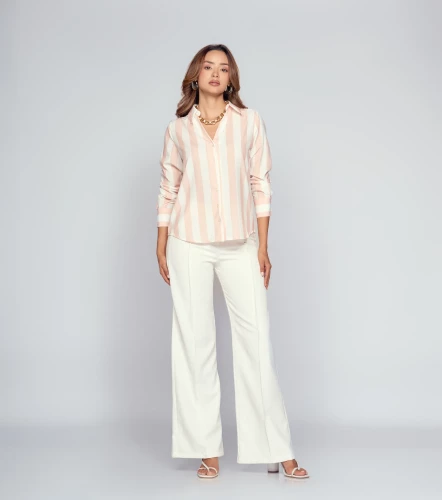 Blusa Camisera A Rayas Para Mujer Stella Manga Larga DerekNU