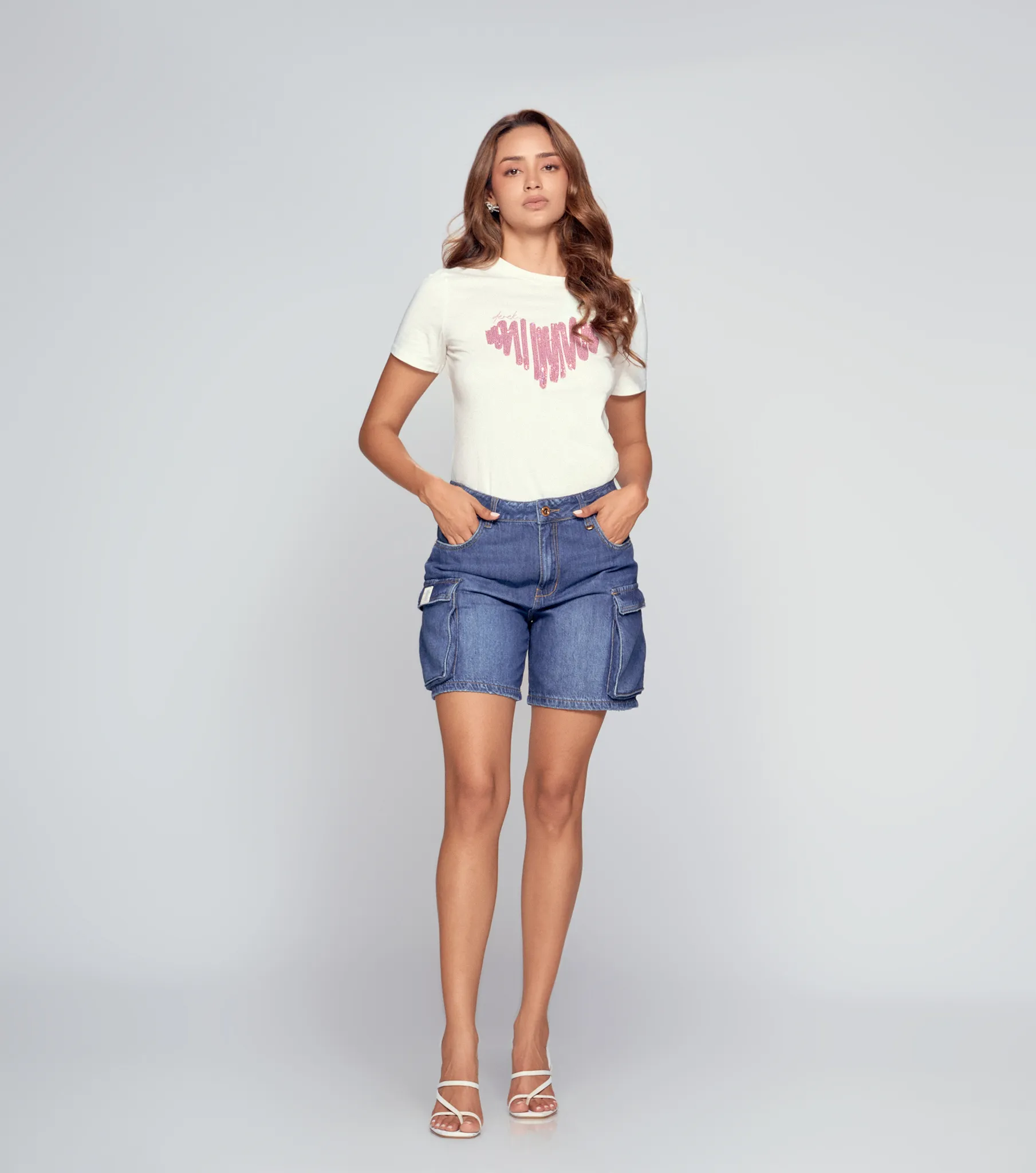 Short Para Mujer Largo En Indigo Tipo Cargo Katty Derek 834420 AZ