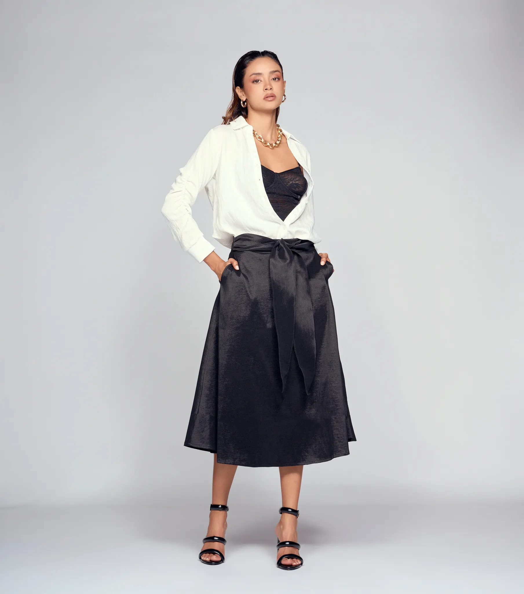 Falda Midi Unicolor Para Mujer Derek 835056 NG