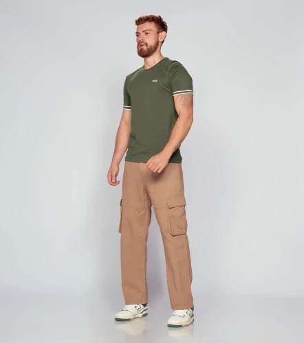 T Shirt Para Hombre Molderia Slim Con Punos Tejidos Combinados UnserVO