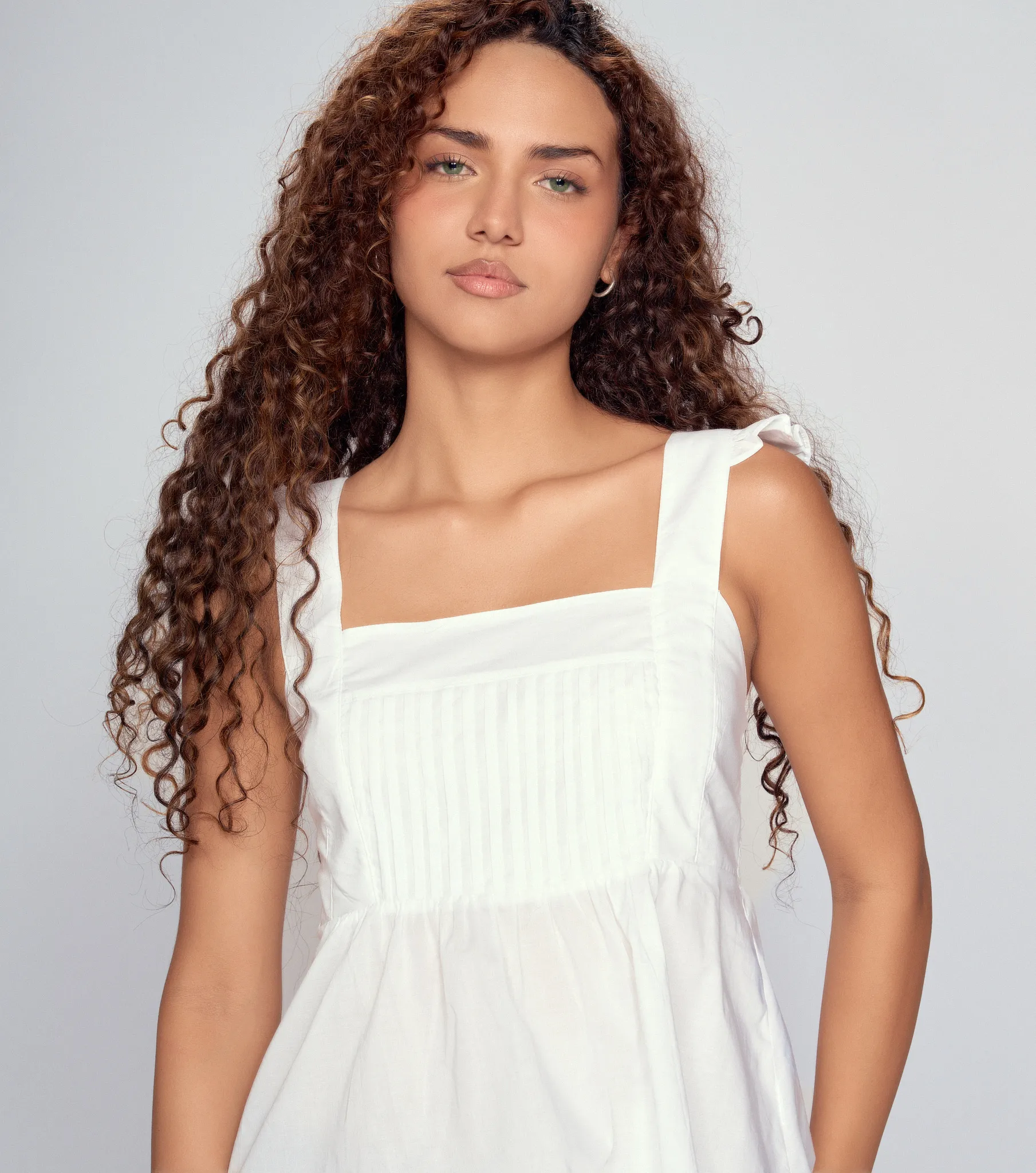 Alexa Blusa Unicolor En Tiras Con Alforzas Unser 834540 BL