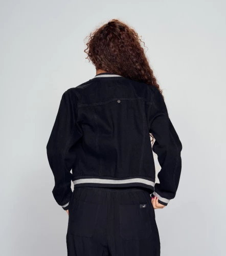 Amanda Chaqueta En Indigo Con Parches Y Tejidos UnserNG