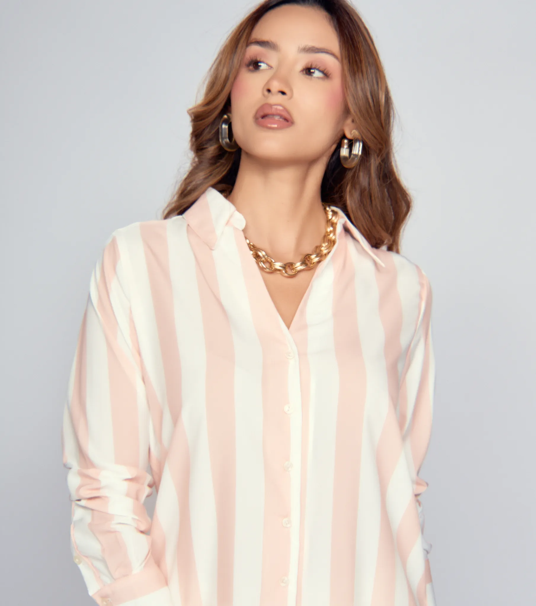 Blusa Camisera A Rayas Para Mujer Stella Manga Larga DerekNU