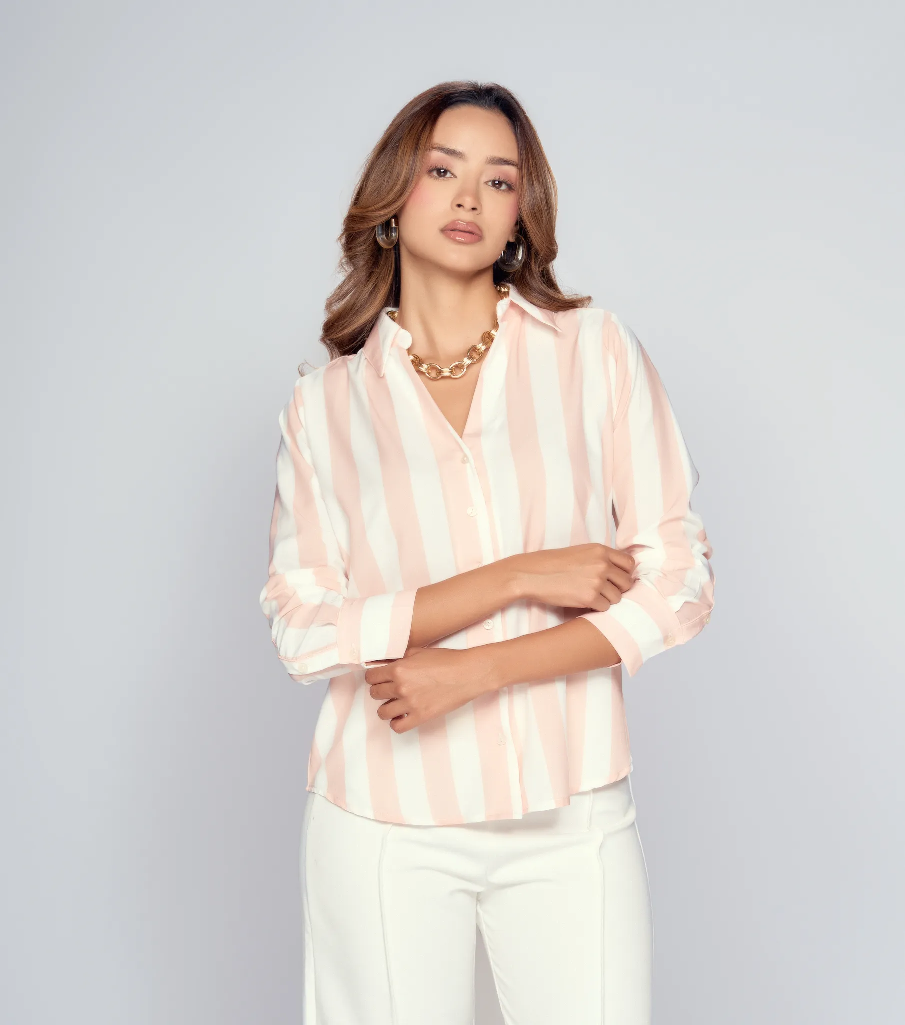 Blusa Camisera A Rayas Para Mujer Stella Manga Larga Derek 832451 NU