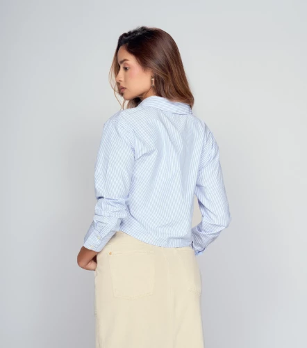 Blusa Camisera Manga Larga Para Mujer Con Bolsillos DerekAZ