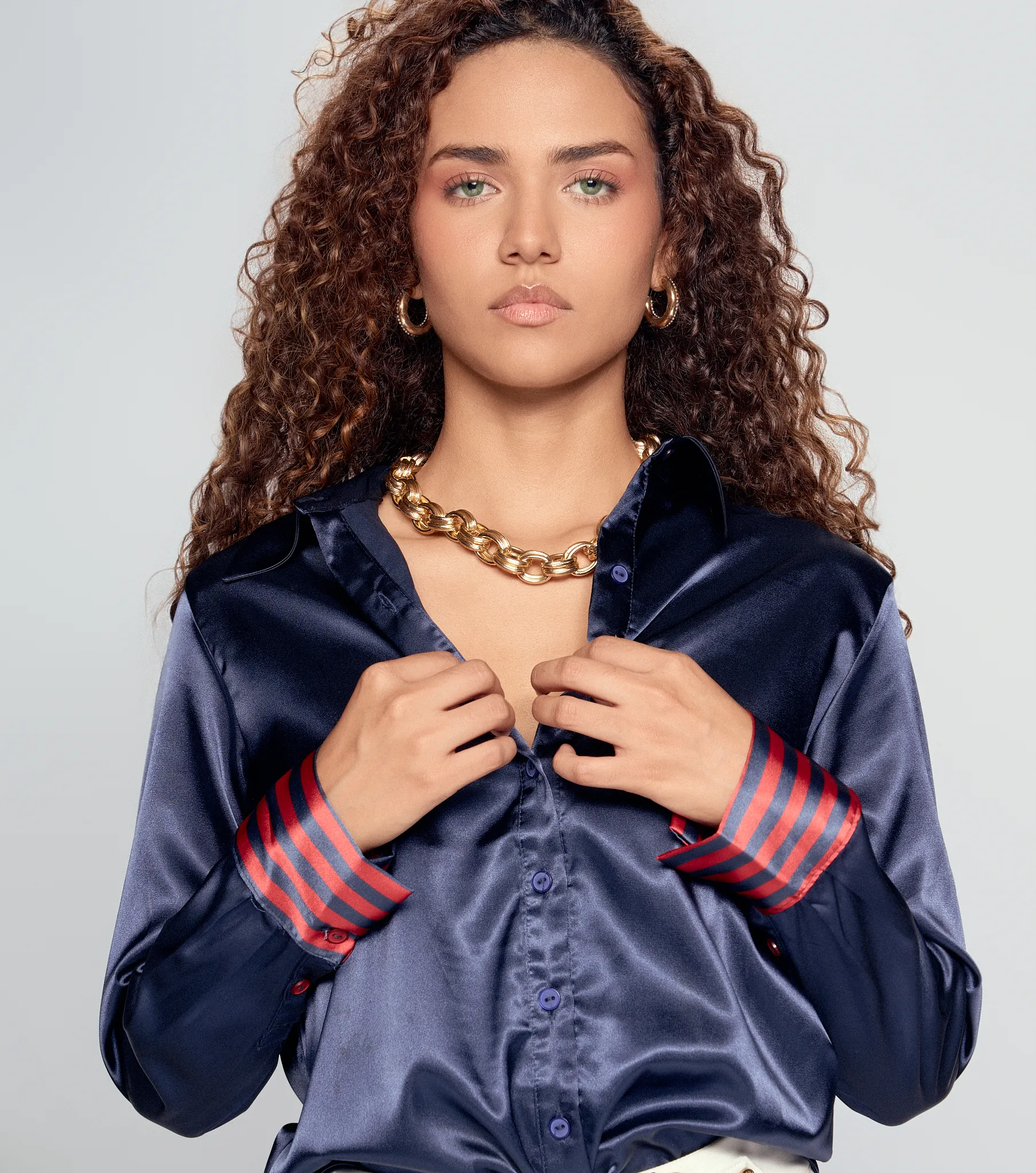 Blusa camisera manga larga para mujer con cortes derek 832461