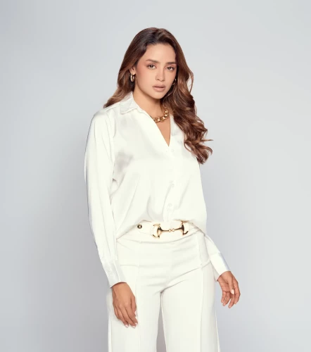 Blusa De Mujer Camisera Manga Larga Unicolor DerekBH