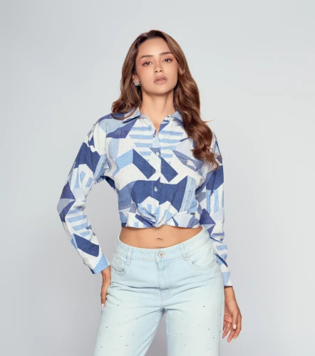 Blusa Para Mujer Camisera Manga Larga Estampada DerekAZ