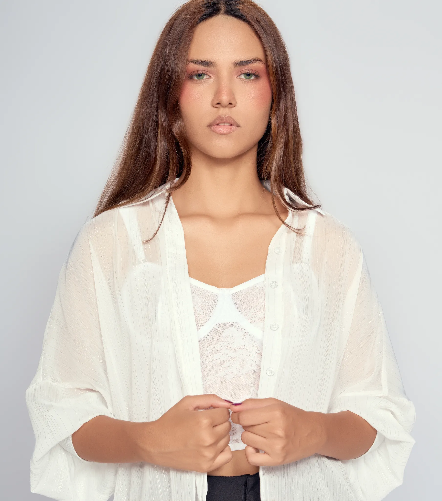 Blusa Para Mujer Camisera Unicolor Con Lurex Manga Ranglan Stefani Derek 834647 BL