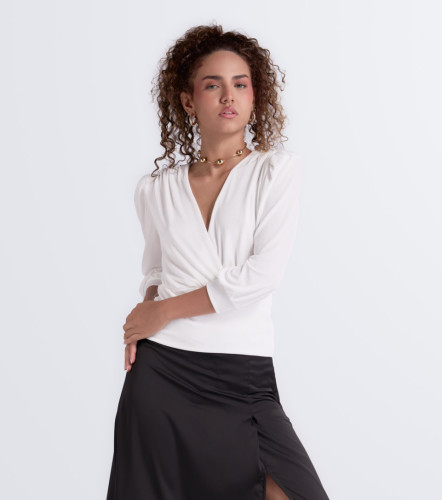 Blusa Para Mujer Cruzada En Delantero Unicolor Natasha DerekAR