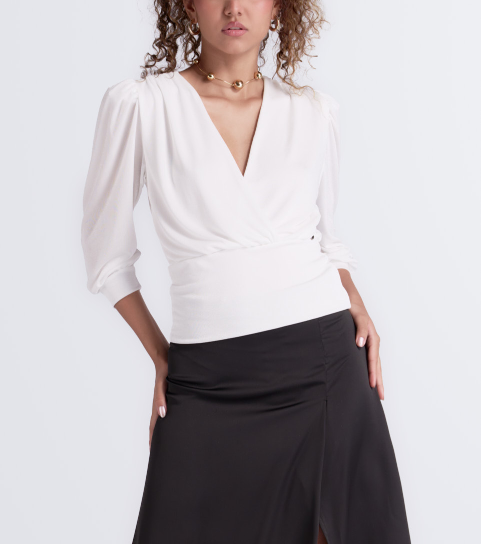 Blusa Para Mujer Cruzada En Delantero Unicolor Natasha Derek 828016 AR