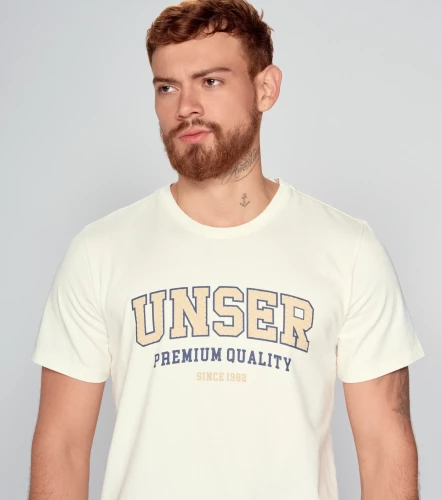 Camiseta Para Hombre Comfort Manga Corta Unicolor Con Estampado UnserAR