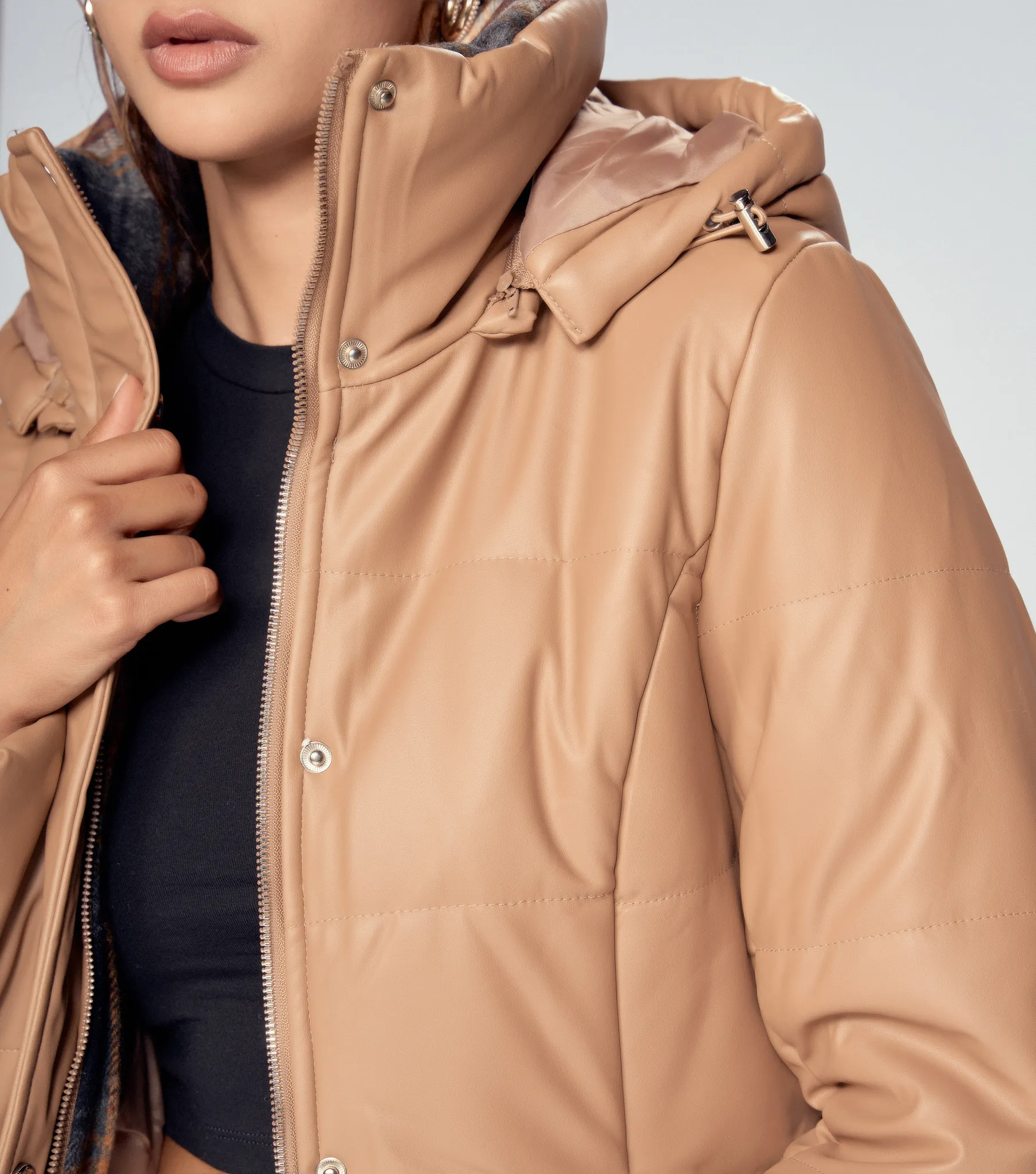 Color Camel Cazadora Polipiel Camel Mujer Chaqueta Para Mujer En