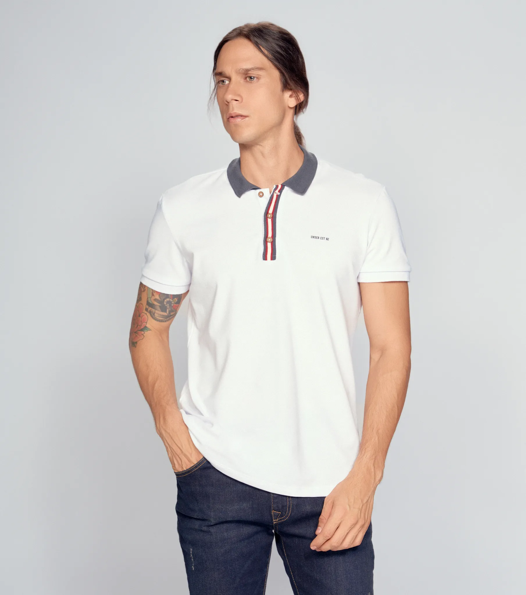 Comfort John Polo Unicolor Y Cuello Tejido Unser 835110 BL