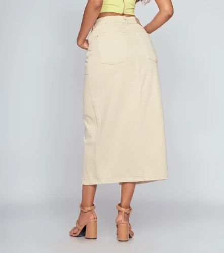 Falda Larga En Indigo Con Abertura En Centro Natalia DerekAR