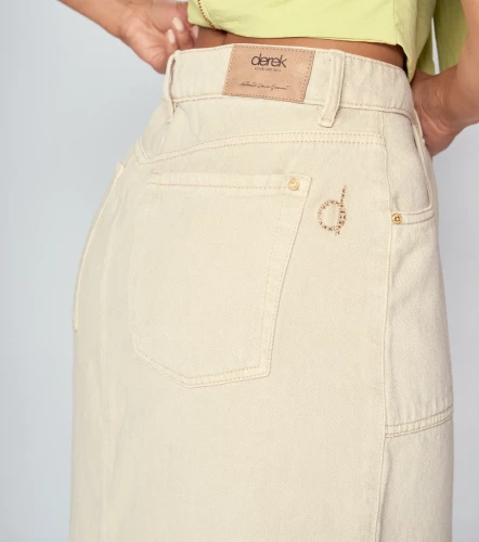 Falda Larga En Indigo Con Abertura En Centro Natalia DerekAR