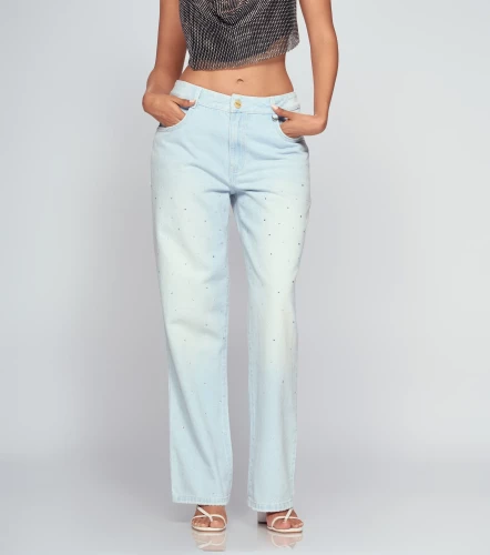 Jean Para Mujer Bota Recta Con Brillos Praga Marian DerekAZ