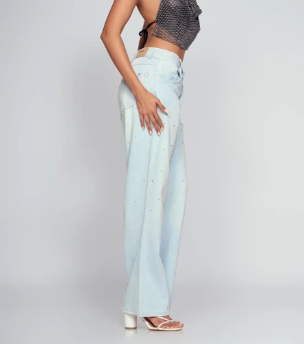 Jean Para Mujer Bota Recta Con Brillos Praga Marian DerekAZ