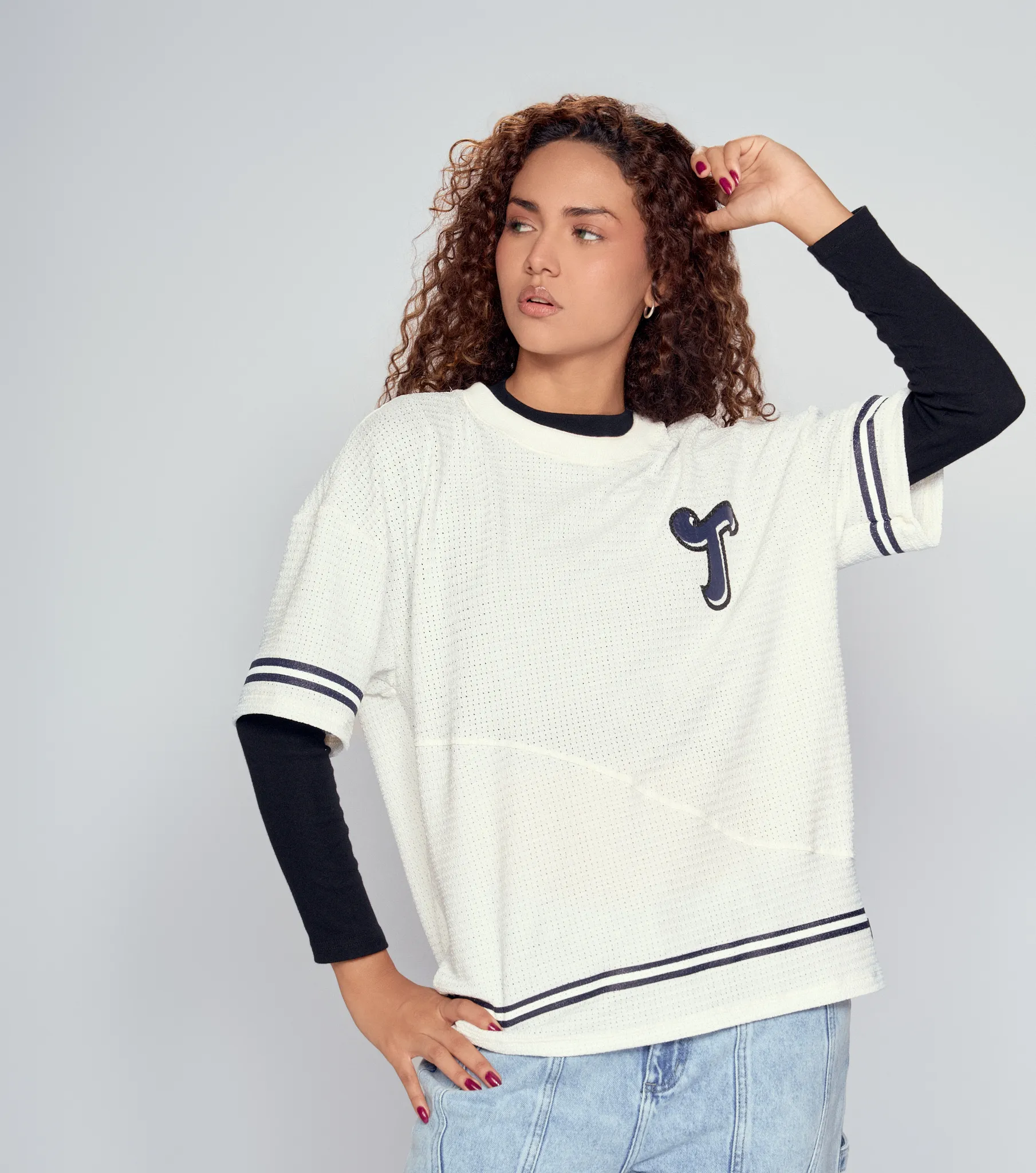 Kai T Shirt Oversize Texturizada Estampada Typer 834290 AC