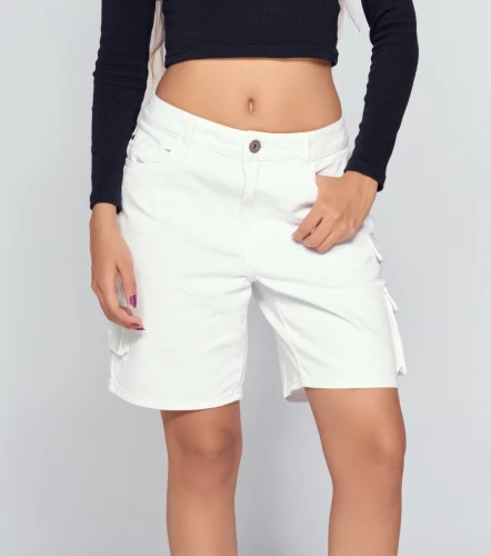 Karime Unicolor Bermuda Con Bolsillos Tipo Cargo UnserBL