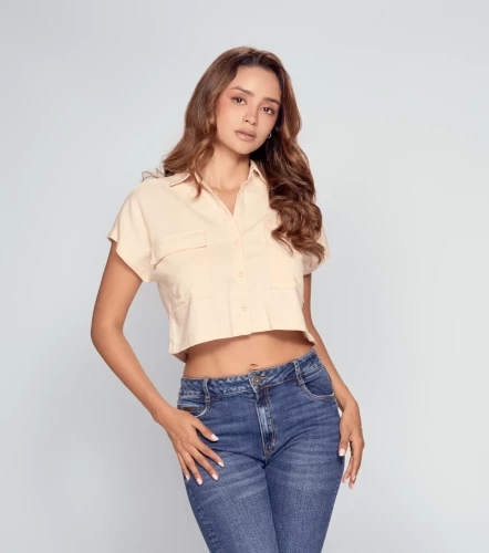 Laury Blusa Unicolor Con Botones Y Cuello UnserKQ