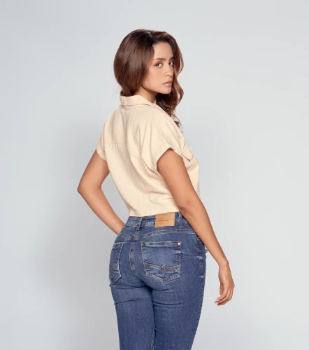 Laury Blusa Unicolor Con Botones Y Cuello UnserKQ