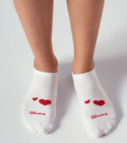 Luz Medias Bipack Talonera Con Corazones Rojos UnserCU