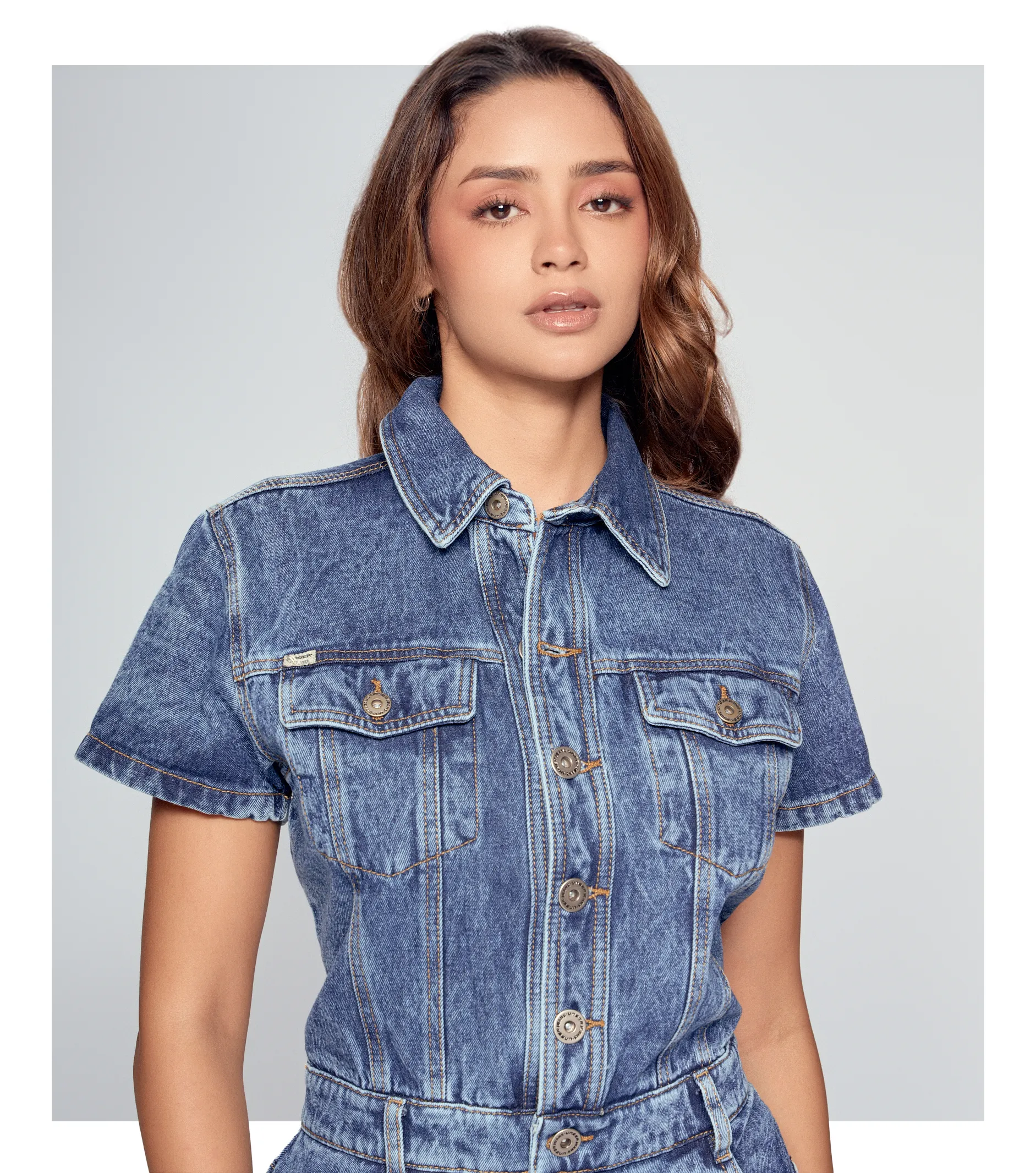 Maia Enterizo En Indigo Corto Con Bolsillos Y Cortes UnserAZ