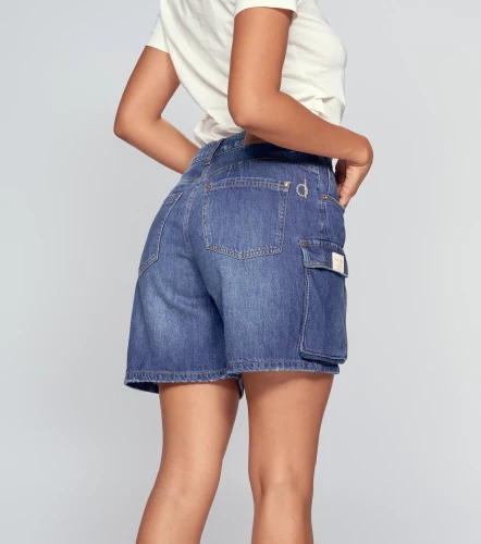 Short Para Mujer Largo En Indigo Tipo Cargo Katty DerekAZ