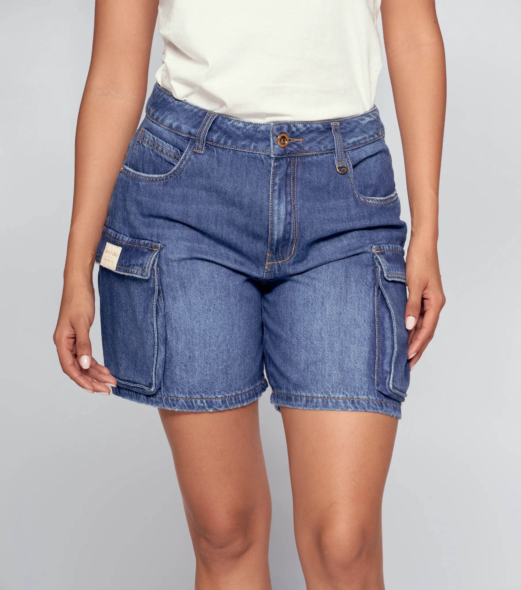 Short Para Mujer Largo En Indigo Tipo Cargo Katty Derek 834420 AZ