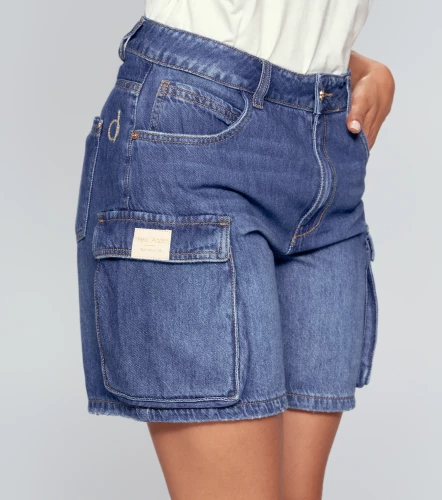 Short Para Mujer Largo En Indigo Tipo Cargo Katty DerekAZ