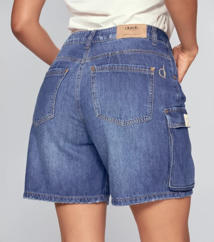Short Para Mujer Largo En Indigo Tipo Cargo Katty DerekAZ